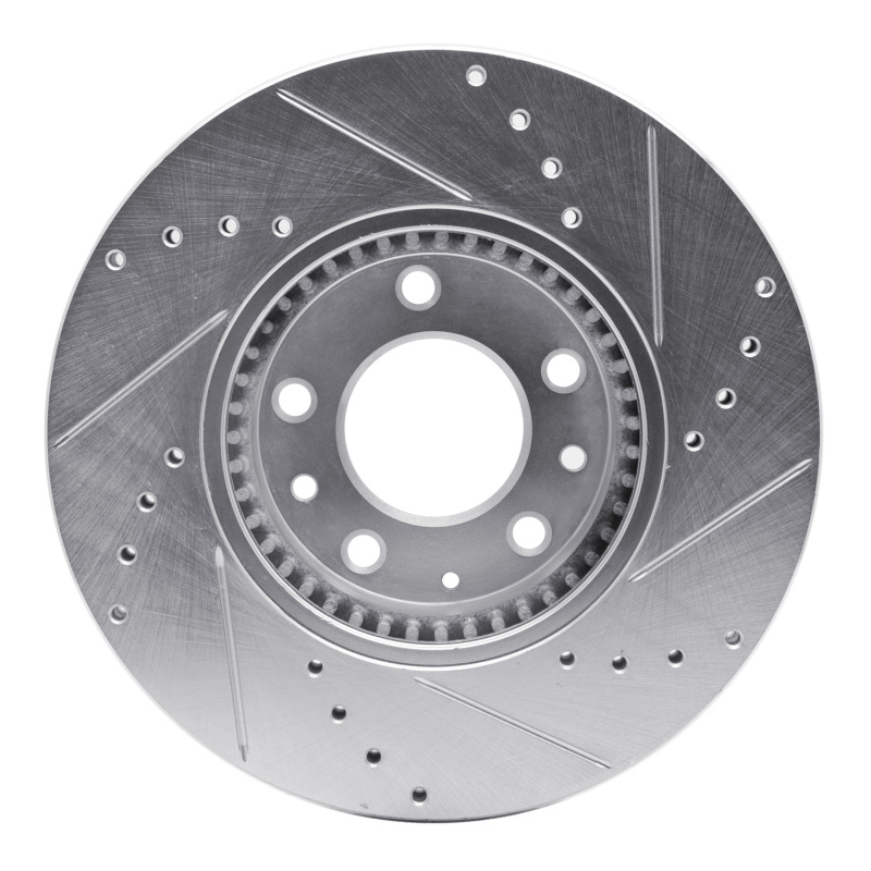 Ford Fusion Brake Rotor (1) - Front Left - R1 Concepts - Drilled & Slotted - Silver - `06-`13